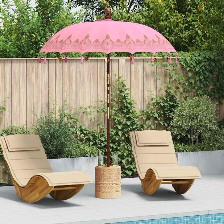 vidaXL Balinese Parasol Roze 185 x 185 x 260 cm Katoen, Tuin en Terras, Parasols, Nieuw, Verzenden