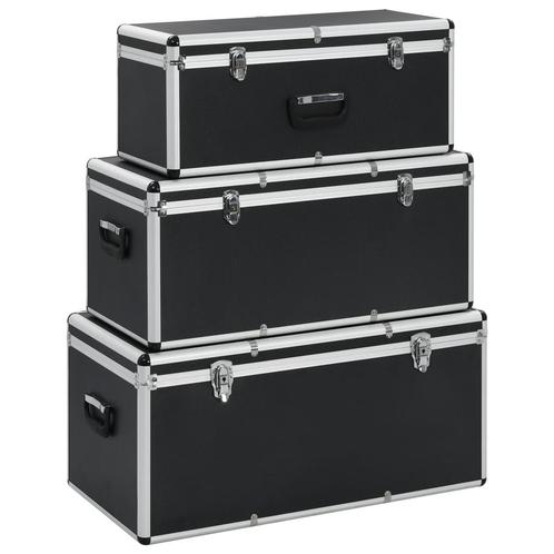 vidaXL Opbergkoffers 3 st aluminium zwart, Doe-het-zelf en Bouw, Gereedschapskisten, Nieuw, Verzenden