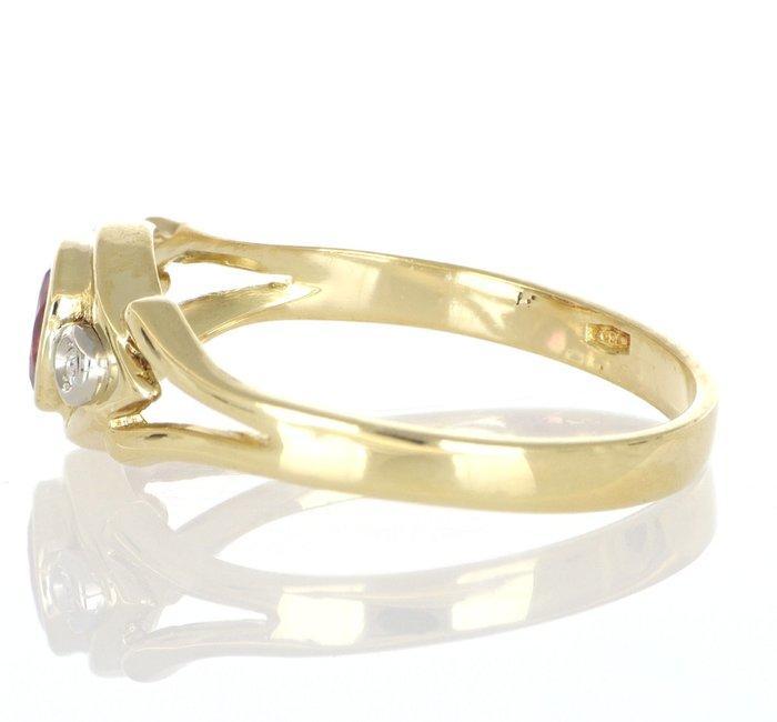 Zonder Minimumprijs - Ring - 18 karaat Geel goud Robijn -, Handtassen en Accessoires, Ringen