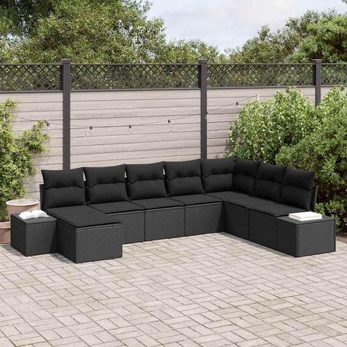 vidaXL Tuinbank Set met kussen 8 pcs Poly rattan, Tuin en Terras, Tuinsets en Loungesets, Nieuw, Verzenden