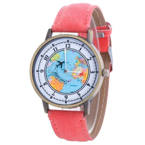 Fako® - Horloge - Mini World Ring - Vliegtuig - Rood, Handtassen en Accessoires, Horloges | Dames, Verzenden