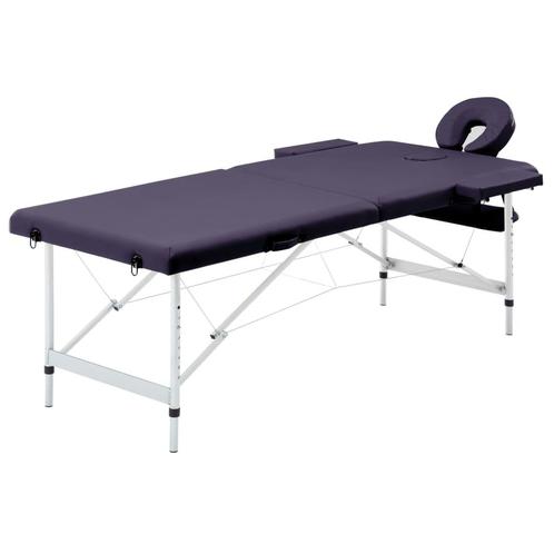 vidaXL Massagetafel inklapbaar 2 zones aluminum paars, Sport en Fitness, Massageproducten, Nieuw, Verzenden