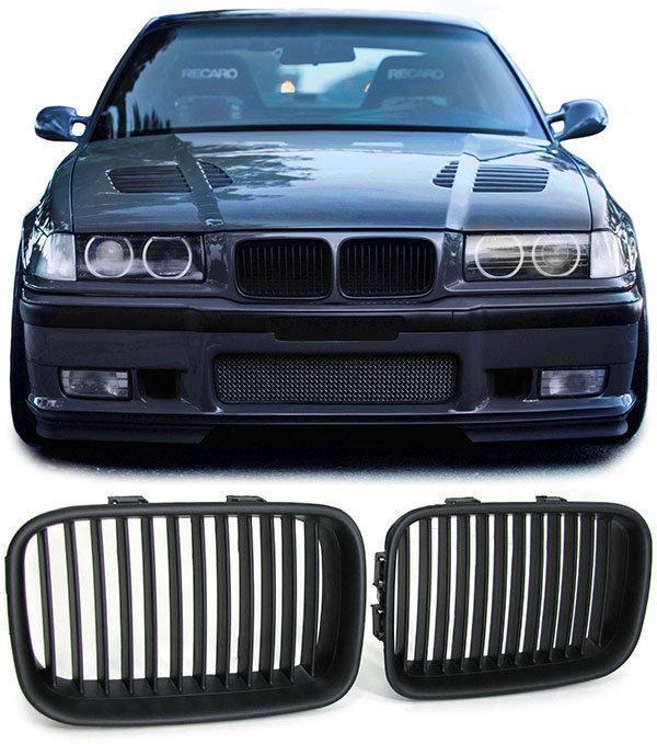 Mat Zwart Nieren Gril Set Pre-Facelift BMW E36 B6230, Auto-onderdelen, Carrosserie, Nieuw, BMW, Voor, Links, Rechts