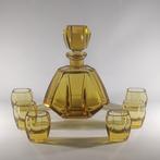 Karaf - Art deco - met 6 glazen - Glas, Antiek en Kunst