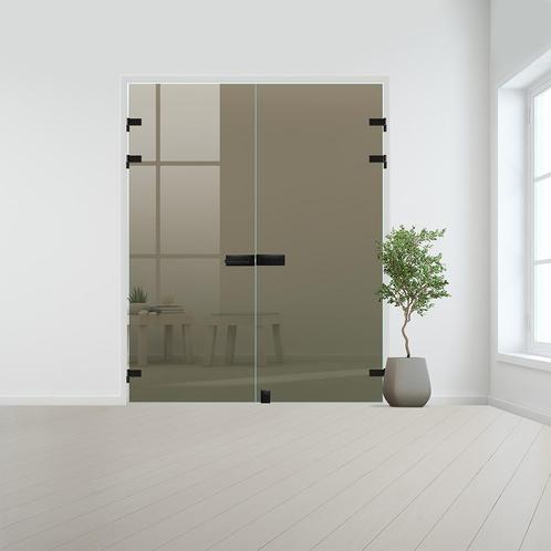 Glazen dubbele binnendeur XL voor opdek kozijn zwart beslag-, Bricolage & Construction, Fenêtres & Moustiquaires, Envoi