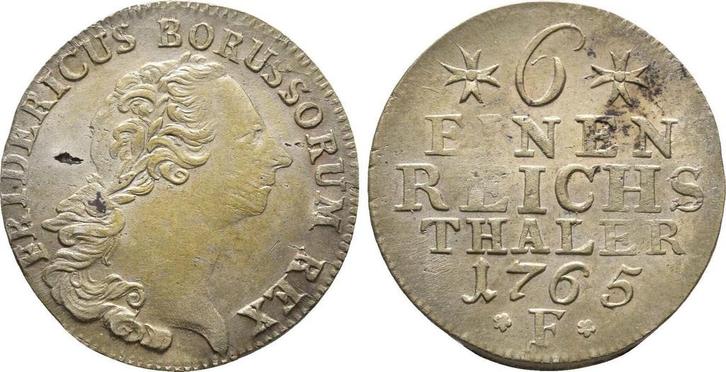 1/6 taler, daalder Magdeburg 1765 F Preussen Pruisen: Fri..., Timbres & Monnaies, Monnaies | Europe | Monnaies non-euro, Envoi