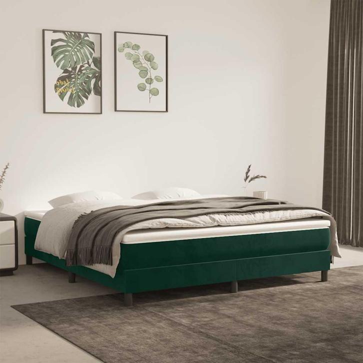 vidaXL Boxspring bed 180x200 cm fluweel donkergroen, Huis en Inrichting, Slaapkamer | Bedden, Nieuw, Verzenden