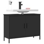 vidaXL Wastafelkast 80x30x60 cm bewerkt hout zwart, Huis en Inrichting, Verzenden, Nieuw