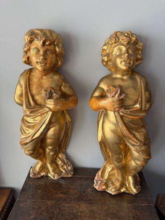 sculptuur, Paar Cherubijnen / Duitsland / 19e eeuw - 77 cm -, Antiek en Kunst, Kunst | Niet-Westerse kunst