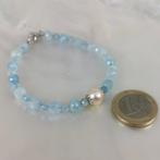 Zonder minimumprijs - Armband Zilver Parel - Aquamarijn -, Nieuw