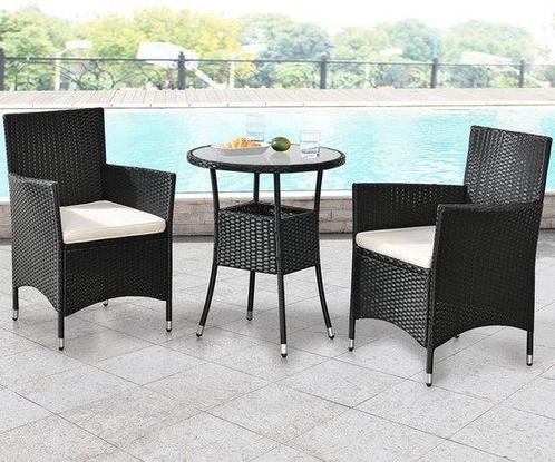 Tweedekans | Polyrotan balkonset - Bayamo - 3-delig -, Tuin en Terras, Tuinsets en Loungesets, Ophalen of Verzenden