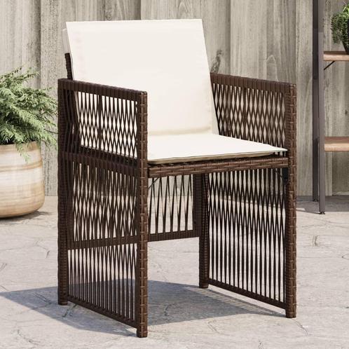 vidaXL Tuinstoelen 4 st met kussens poly rattan bruin, Tuin en Terras, Tuinstoelen, Nieuw, Verzenden