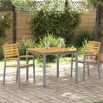 vidaXL Tuinstoelen 2 stuks Grijs Massief Hout Acacia en, Tuin en Terras, Tuinstoelen, Verzenden, Nieuw