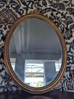 Spiegel- Ovale spiegel met bladdecoratie, goudkleurig -
