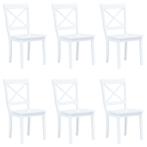 vidaXL Eetkamerstoelen 6 st massief rubberwood wit, Huis en Inrichting, Verzenden, Nieuw