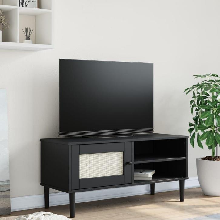 vidaXL Tv-meubel SENJA 106x40x49 cm rattan massief, Huis en Inrichting, Kasten |Televisiemeubels, Nieuw, Verzenden