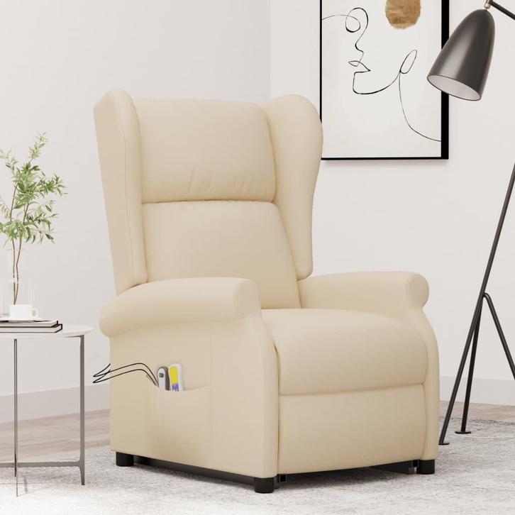 vidaXL Sta-op-massagestoel stof crèmekleurig, Huis en Inrichting, Stoelen, Nieuw, Verzenden