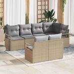 vidaXL Tuinbank Set 7 pcs Beige Poly rattan, Verzenden, Nieuw