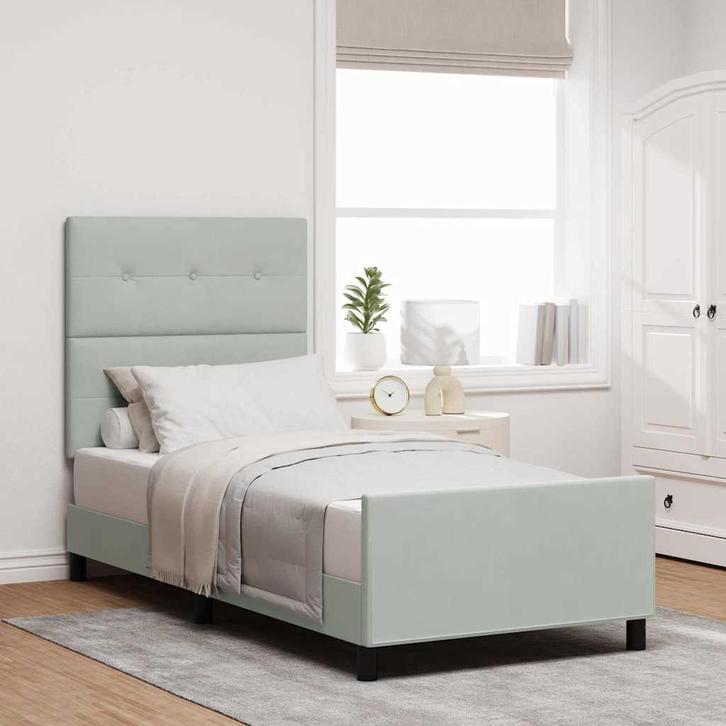 vidaXL Boxspring bed met hoofdeinde Lichtgrijs 90 x 190 cm, Maison & Meubles, Chambre à coucher | Lits, Envoi