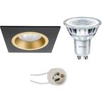LED Spot Set 3W - Dimbare Vierkante Inbouwspot Mat Zwart/Gou, Huis en Inrichting, Verzenden, Nieuw