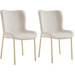 tectake Gestoffeerde stoel Tessa - Fluweellook beige/goud, S, Huis en Inrichting, Stoelen, Verzenden, Nieuw