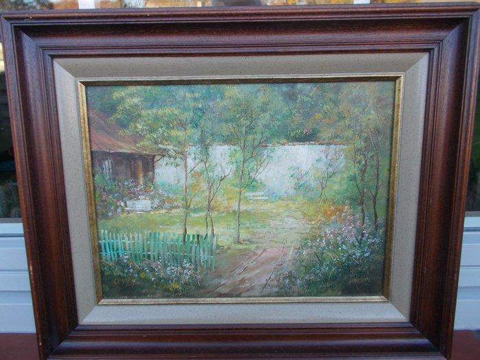 Leopold Geysen (1957-) - Zonnige binnentuin, Antiek en Kunst, Kunst | Schilderijen | Klassiek