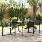 vidaXL Tuin Eettafel Set 5 pcs Zwart Poly rattan, Verzenden, Nieuw