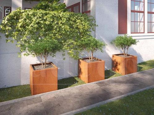 Adeqo cortenstaal plantenbak vierkant 45 x 45 x 45 cm, Tuin en Terras, Bloembakken en Plantenbakken, 30 tot 60 cm, Minder dan 60 cm