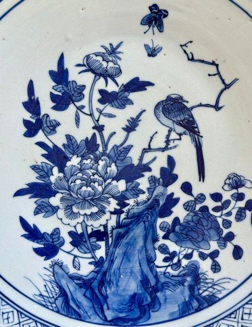 XL Blauw Wit Bord - Bord - Zeldzaam Groot Blauw Wit Bord -, Antiek en Kunst, Antiek | Overige Antiek