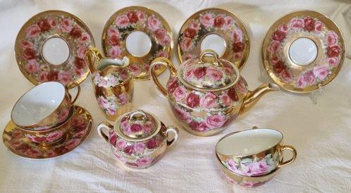 Richard Ginori - Koffieservies voor 4 - fondo oro ,rose, Antiek en Kunst, Antiek | Meubels | Tafels