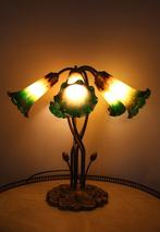 Lampe Art Nouveau LILY à 5 tulipes - Tafellamp - Glasdeeg