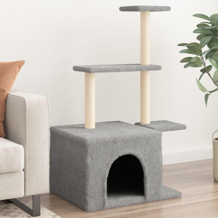 vidaXL Kattenmeubel met sisal krabpalen 110 cm lichtgrijs, Dieren en Toebehoren, Katten-accessoires, Nieuw, Verzenden