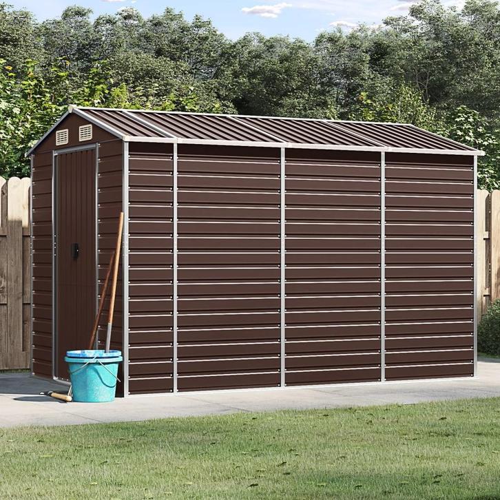 vidaXL Tuinhuis Bruin 191x300x198 cm Gegalvaniseerd Staal, Tuin en Terras, Tuinhuizen, Nieuw, Verzenden