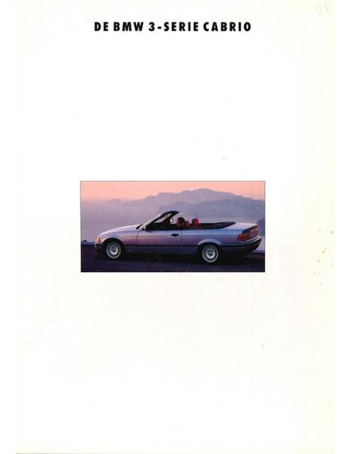 1993 BMW 3 SERIE CABRIOLET BROCHURE NEDERLANDS, Livres, Autos | Brochures & Magazines