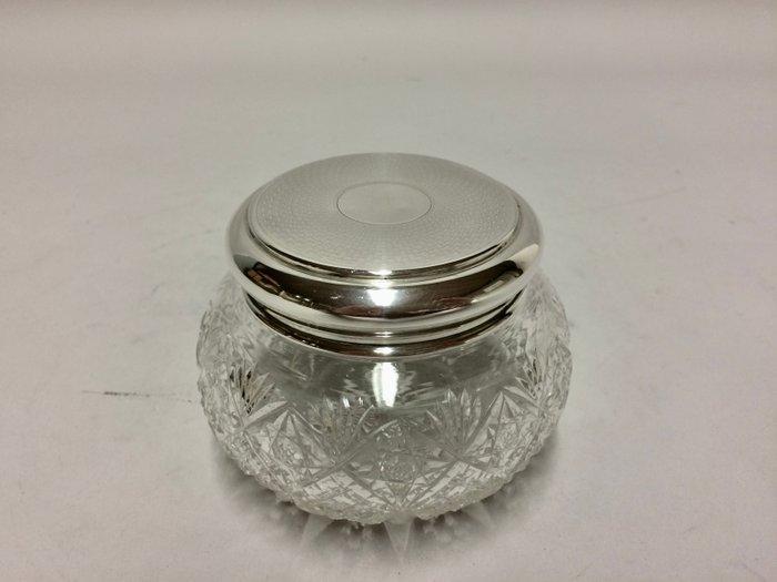 Pot - Geslepen glazen potje met zilveren deksel, Antiek en Kunst, Antiek | Zilver en Goud