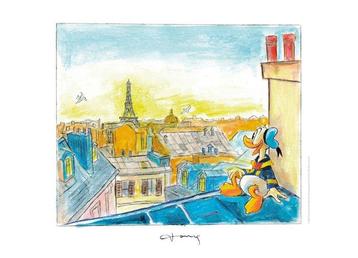 Tony Fernandez - Donald Duck Enjoying Paris - Hand Signed