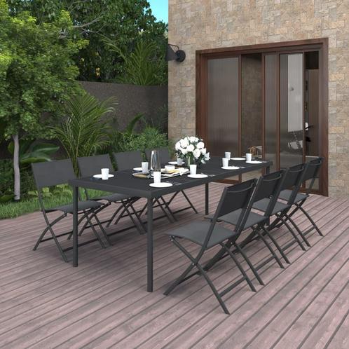 vidaXL Mobilier de salle Ã  manger dextÃ©rieur 9 pcs, Tuin en Terras, Tuinsets en Loungesets, Verzenden