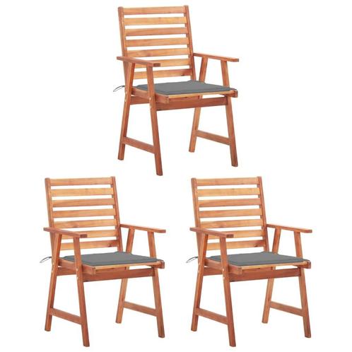 vidaXL Tuinstoelen 3 st met kussens massief acaciahout, Tuin en Terras, Tuinstoelen, Nieuw, Verzenden