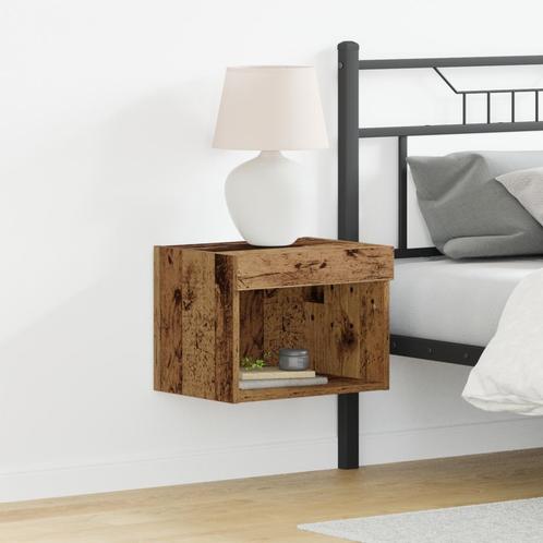 vidaXL Wandkasten met LED-verlichting 2 stuks Oude Hout, Huis en Inrichting, Kasten |Televisiemeubels, Nieuw, Verzenden