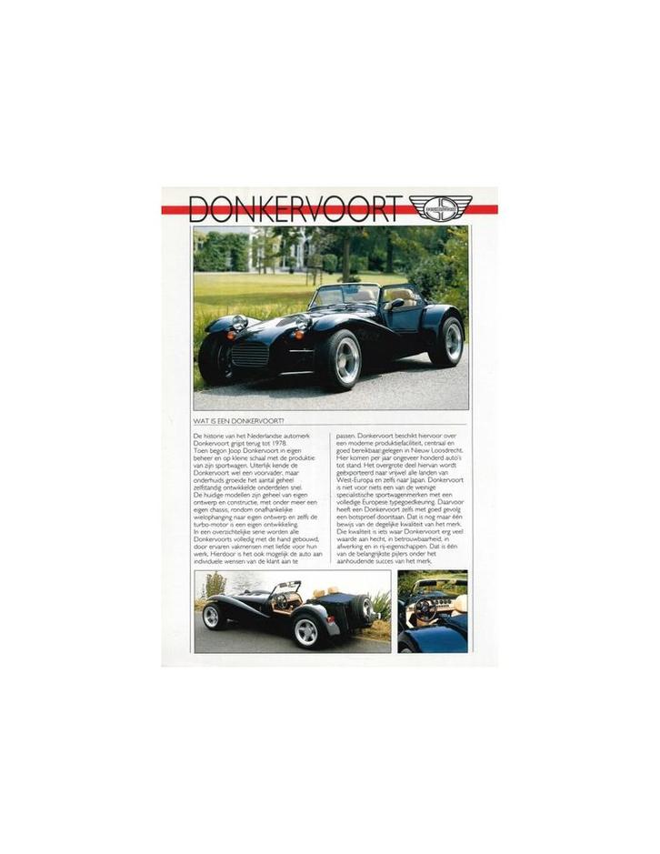 1995 DONKERVOORT LEAFLET NEDERLANDS, Boeken, Auto's | Folders en Tijdschriften
