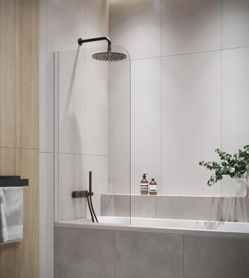 Badwand Torino 80 x 140 cm Chroom Badscherm Draaibaar 5 mm, Verzenden