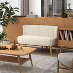 Tweezitsbank - Elegant Living - Houten poten - Crèmewit, Ophalen of Verzenden, Nieuw, Stof, Modern