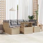 vidaXL 7-delige tuinsofaset met kussens in beige poly rattan, Verzenden, Nieuw