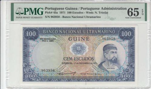 1971 Portuguese Guinea P 45a 100 Escudos Pmg 65 Epq, Postzegels en Munten, Bankbiljetten | Europa | Niet-Eurobiljetten, België