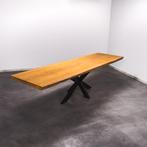 Boomstamtafel, Eettafel 328x92 massief hardhout, metaalpoot, Huis en Inrichting, 200 cm of meer, 50 tot 100 cm, Nieuw, Robuust Modern