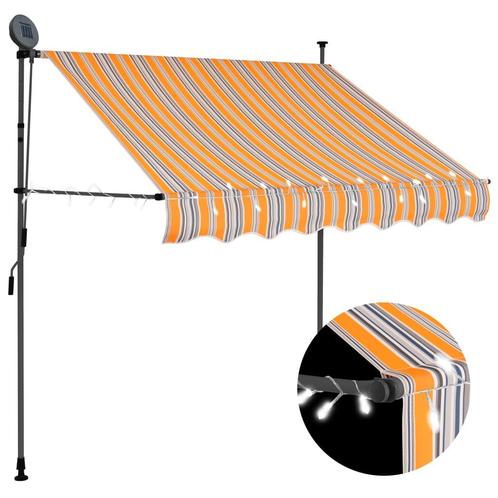 vidaXL Luifel handmatig uitschuifbaar met LED 150 cm geel en, Tuin en Terras, Zonneschermen, Nieuw, Verzenden