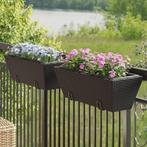 vidaXL Plantenbakken 2 st met haken poly rattan zwart, Tuin en Terras, Verzenden, Nieuw