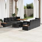 vidaXL 11-delig tuinbankset met kussens in zwart poly rattan, Verzenden, Nieuw