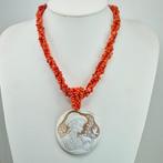 Corail rouge - Argent - Collier avec pendentif - CORALLO, Handtassen en Accessoires, Antieke sieraden