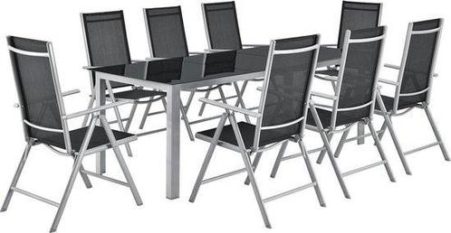Tweedekans | Aluminium tuinset - Milano - 9-delig - Zilver /, Tuin en Terras, Tuinsets en Loungesets, Ophalen of Verzenden
